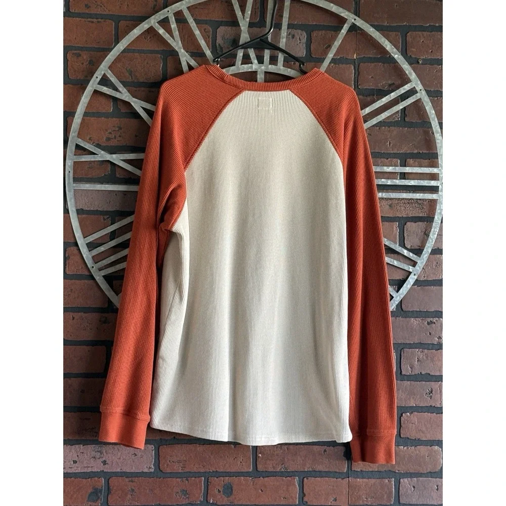 Men's Levi's Long Sleeve Thermal Two Tone Shirt Cream/Burnt Orange Size XL